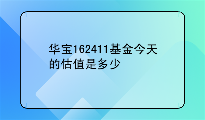 华宝162411基金今天的估值是多少