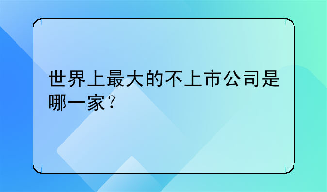 世界上最大的不上市公司是哪一家？